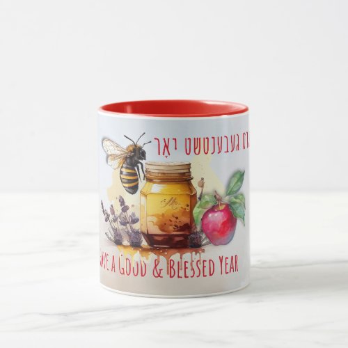 Rosh Hashana Yiddish Greetings Honey Apple Mug