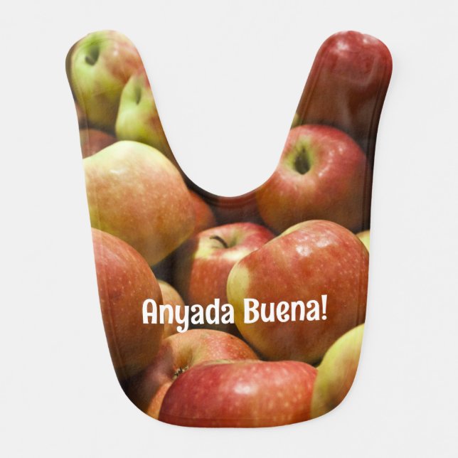 Rosh Hashanah Apple Baby Bib with Ladino Greeting (Front)