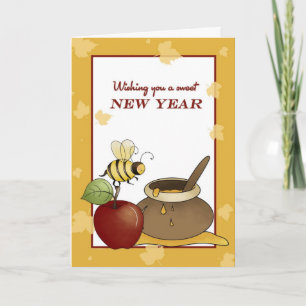 Rosh Hashanah Apple, Bee and Honey Holiday Card