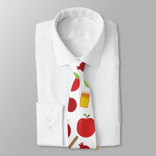 Rosh Hashanah apple, honey, pomegranate Neck Tie (Tied)