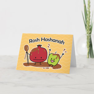 Rosh Hashanah apple pomegranate honey Jewish new Card