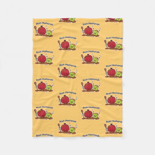 Rosh Hashanah apple pomegranate honey Jewish new Fleece Blanket (Front)