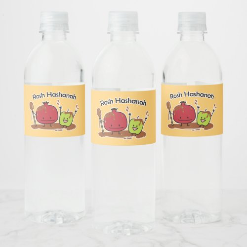 Rosh Hashanah apple pomegranate honey Jewish new Water Bottle Label