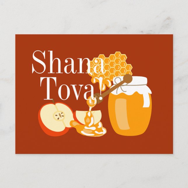 Rosh Hashanah Apples and Honey Holiday Postcard (Front)