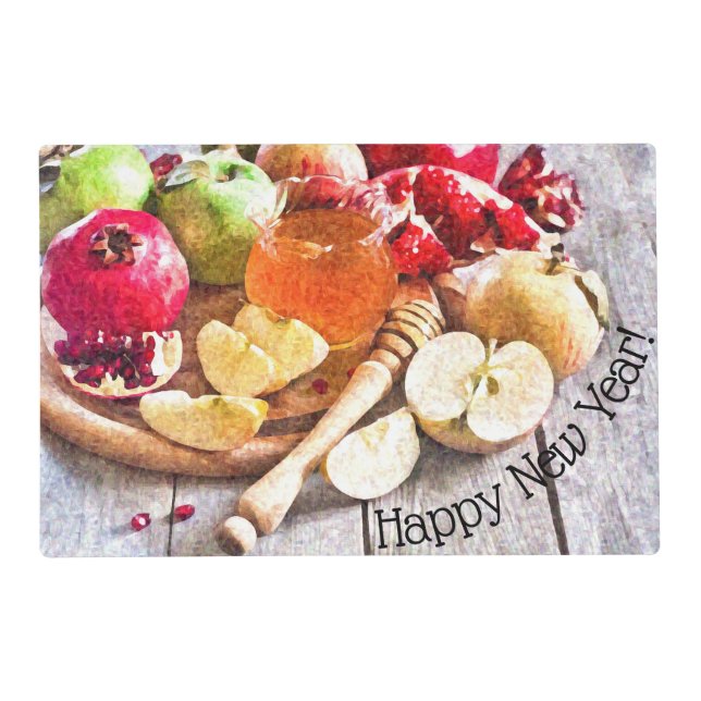 Rosh Hashanah Apples, Honey Happy New Year Placemat (Front)