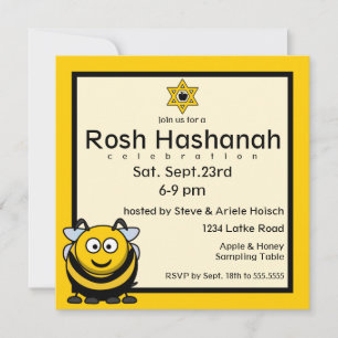 Rosh Hashanah Bee Star of David Invitation