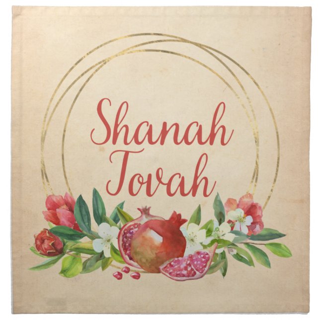 Rosh Hashanah Challah Cover Hebrew Shanah Tovah Cloth Napkin (Front)