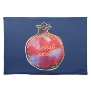 Rosh Hashanah Challah Cover with Pomegranate Navy Cloth Placemat