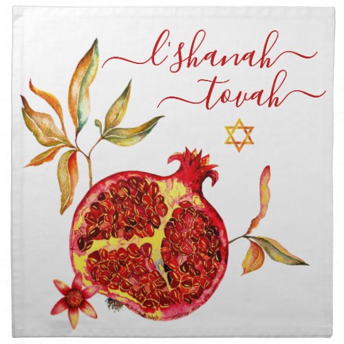 Rosh Hashanah Chic Red Pomegranate Challah Cover Cloth Napkin