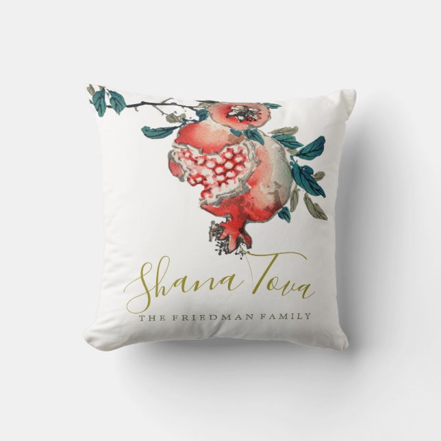 Rosh Hashanah Elegant New Year  Pomegranate Throw Pillow (Front)