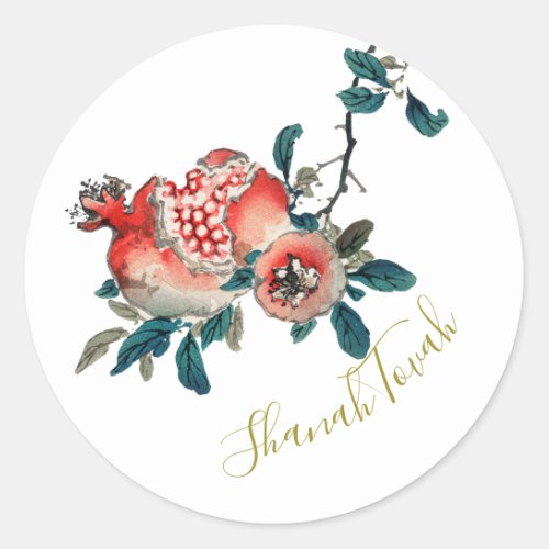 Rosh Hashanah Elegant New Year Sweet Pomegranate Classic Round Sticker