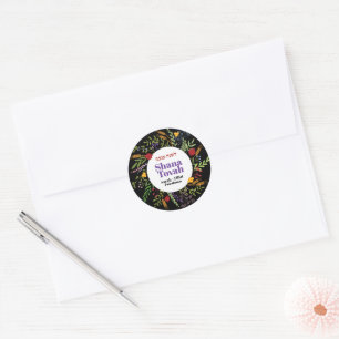 Rosh Hashanah Floral Jewish New Year Greetings Cla Classic Round Sticker