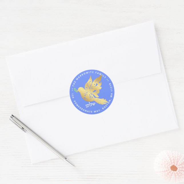 Rosh Hashanah Gold Shalom Jewish New Year  Classic Round Sticker (Envelope)