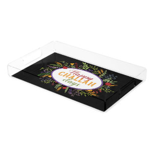 Rosh Hashanah Happy Challah Days - Cute Floral Acrylic Tray