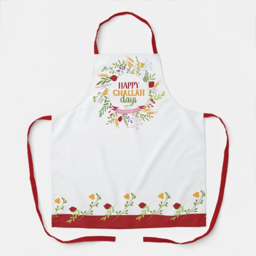 Rosh Hashanah Happy Challah Days Floral Wreath Apron