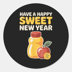 Rosh Hashanah Happy Sweet New Year Honey Bear Jewi Classic Round Sticker