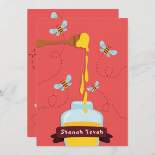 Rosh Hashanah Honey & Bee Greeting Holiday Card