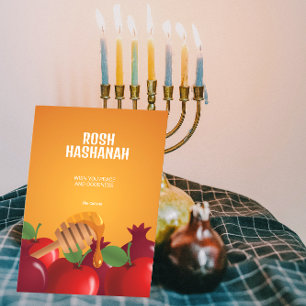 Rosh Hashanah Honey Dipper, Apples, Pomegranates Card