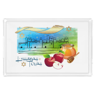 Rosh Hashanah Jewish New Year Acrylic Tray
