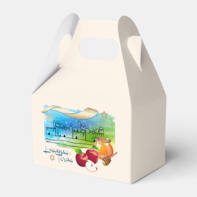 Rosh Hashanah | Jewish New Year Feast Custom Favor Boxes (Front Side)