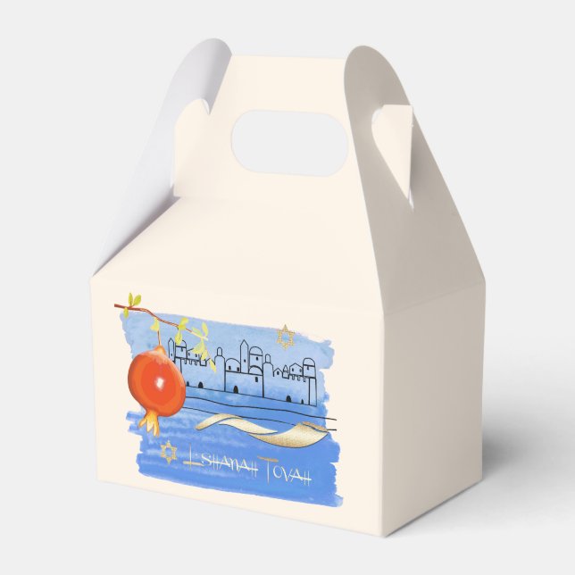 Rosh Hashanah | Jewish New Year Feast Custom Favor Boxes (Front Side)
