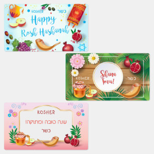 Rosh Hashanah Jewish New Year Holiday KOSHER FOOD Kids' Labels