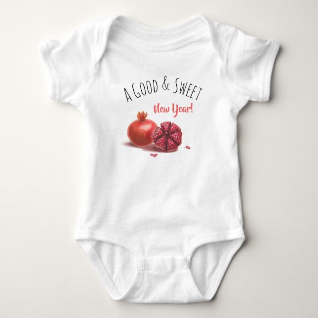 Rosh Hashanah Jewish New Year Holiday Pomegranates Baby Bodysuit (Front)