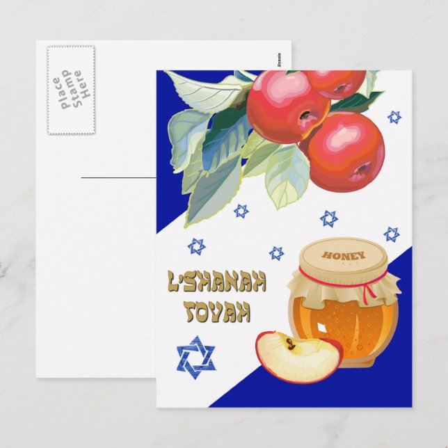 Rosh Hashanah. Jewish New Year Holiday Postcard (Front/Back)