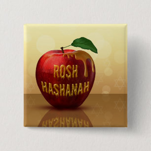 Rosh Hashanah Jewish New Year Honey Apple Button