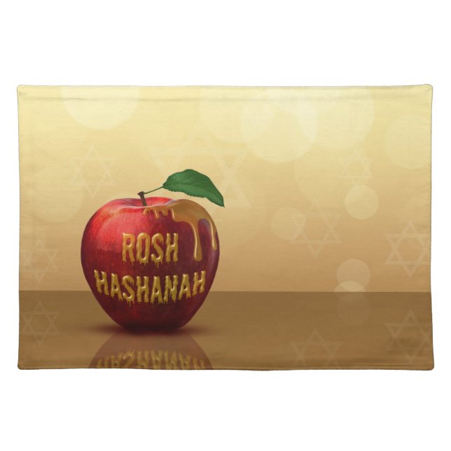 Rosh Hashanah Jewish New Year Honey Apple Cloth Placemat (Front)
