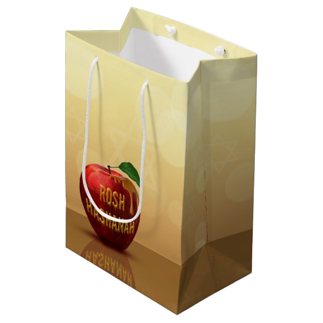 Rosh Hashanah Jewish New Year Honey Apple Medium Gift Bag (Front Angled)