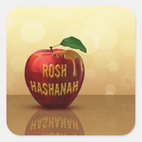 Rosh Hashanah Jewish New Year Honey Apple Square Sticker