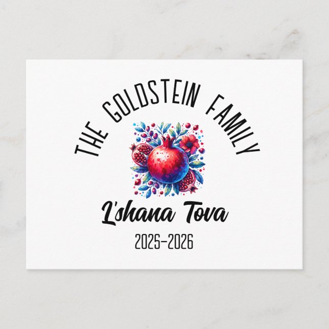 Rosh Hashanah Jewish New Year Personalized Name Ho Holiday Postcard (Front)