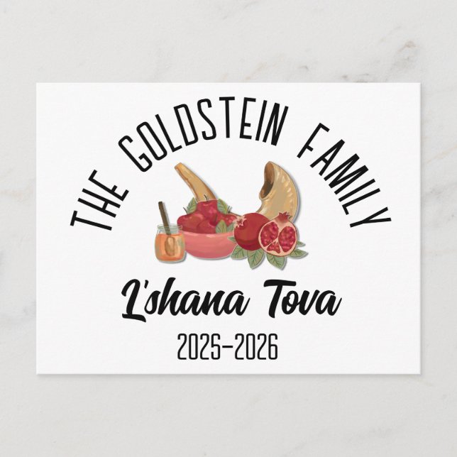 Rosh Hashanah Jewish New Year Personalized Name Holiday Postcard (Front)