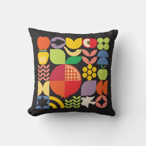 Rosh Hashanah Jewish New Year Pomegranate Honey Throw Pillow