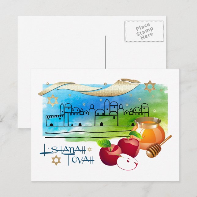 Rosh Hashanah | Jewish New Year Postcards (Front/Back)