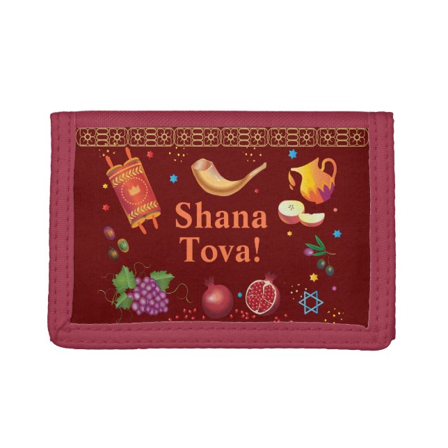 Rosh Hashanah Jewish New Year Shana Tova Trifold Wallet (Front)