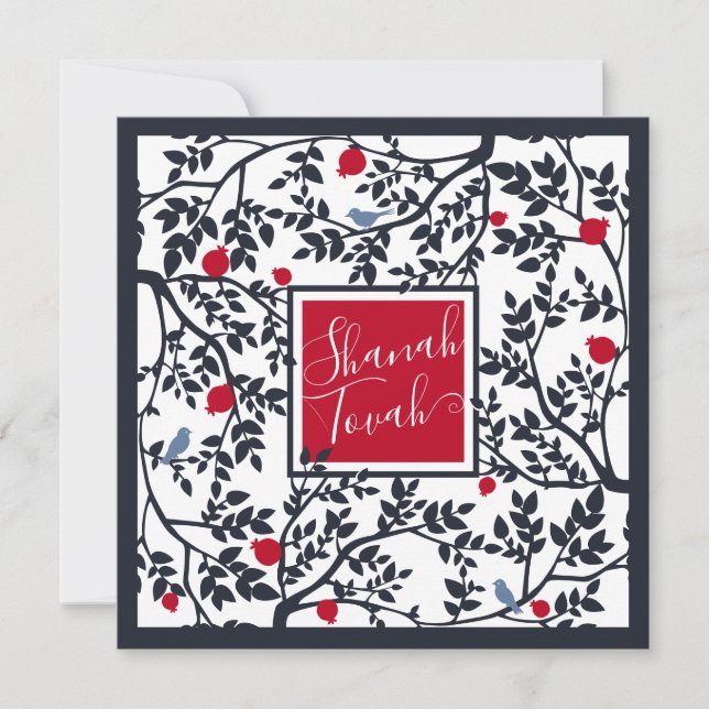 Rosh Hashanah Jewish New Year Shana Tovah on Black Holiday Card (Front)