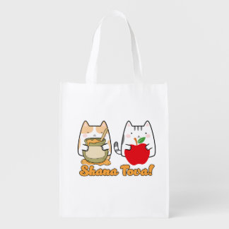 Rosh Hashanah kawaii Cats - Jewish new year Grocery Bag