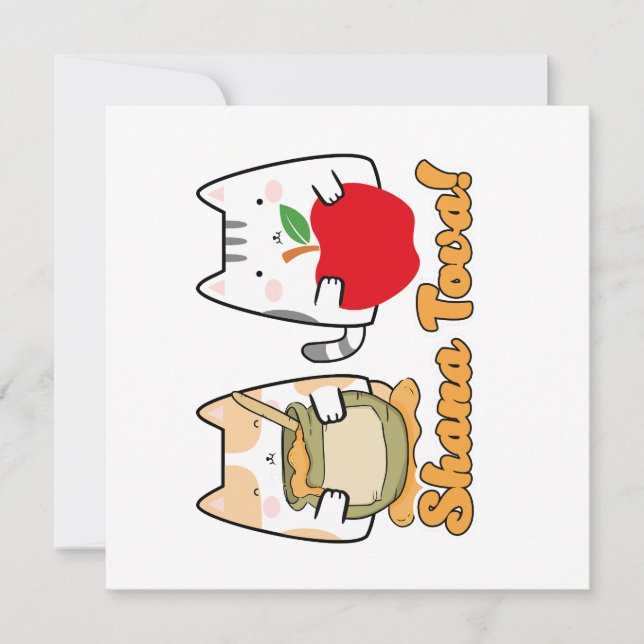Rosh Hashanah kawaii Cats - Jewish new year Thank You Card (Front)