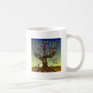 Rosh Hashanah L'Shanah Tovah Tree Of Life Menorah Coffee Mug