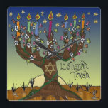 Rosh Hashanah L'Shanah Tovah Tree Of Life Menorah Square Wall Clock<br><div class="desc">You are viewing The Lee Hiller Designs Collection of Home and Office Decor,  Apparel,  Gifts and Collectibles. The Designs include Lee Hiller Photography and Mixed Media Digital Art Collection. You can view her Nature photography at http://HikeOurPlanet.com/ and follow her hiking blog within Hot Springs National Park.</div>