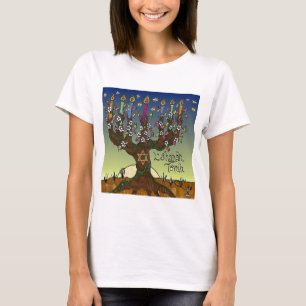 Rosh Hashanah L'Shanah Tovah Tree Of Life Menorah T-Shirt
