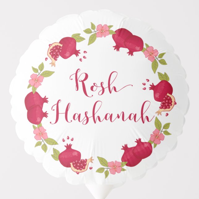 Rosh Hashanah New Year Pomegranate Flower Wreath Balloon (Front)