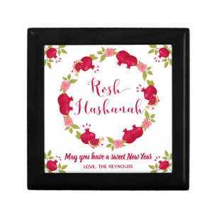Rosh Hashanah New Year Pomegranate Flower Wreath Gift Box