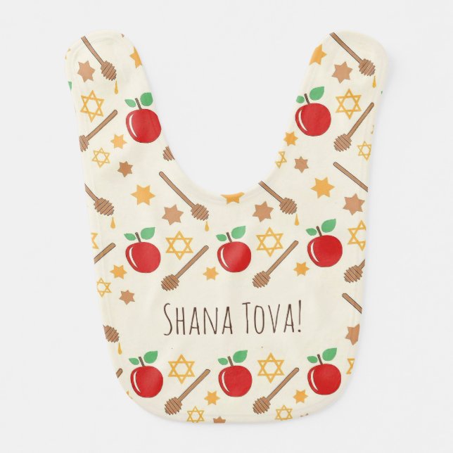 Rosh Hashanah Pattern Baby Bib (Front)