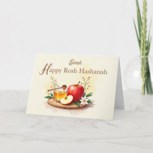 Rosh Hashanah Personalize Apple and Honey Flowers Card