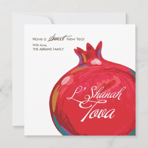 Rosh Hashanah Pomegranate Flat Card Custom Announcement