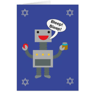 Rosh Hashanah Robot Bleep Bleep Funny Personalize Cards