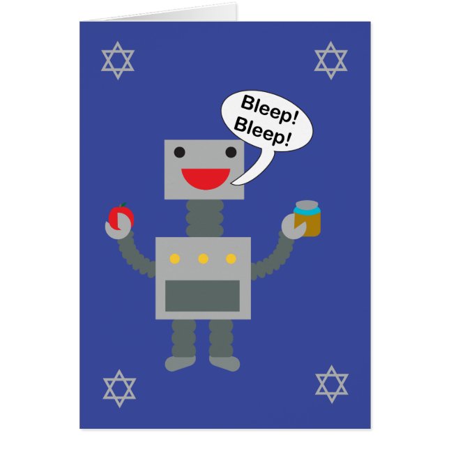 Rosh Hashanah Robot Bleep Bleep Funny Personalize Cards (Front)